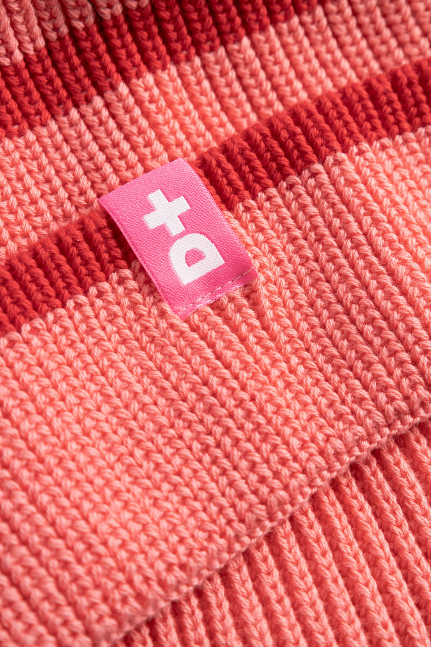 Derbe Strickmütze Lülü Striped Rosa Rot Gestreift GOTS Organic