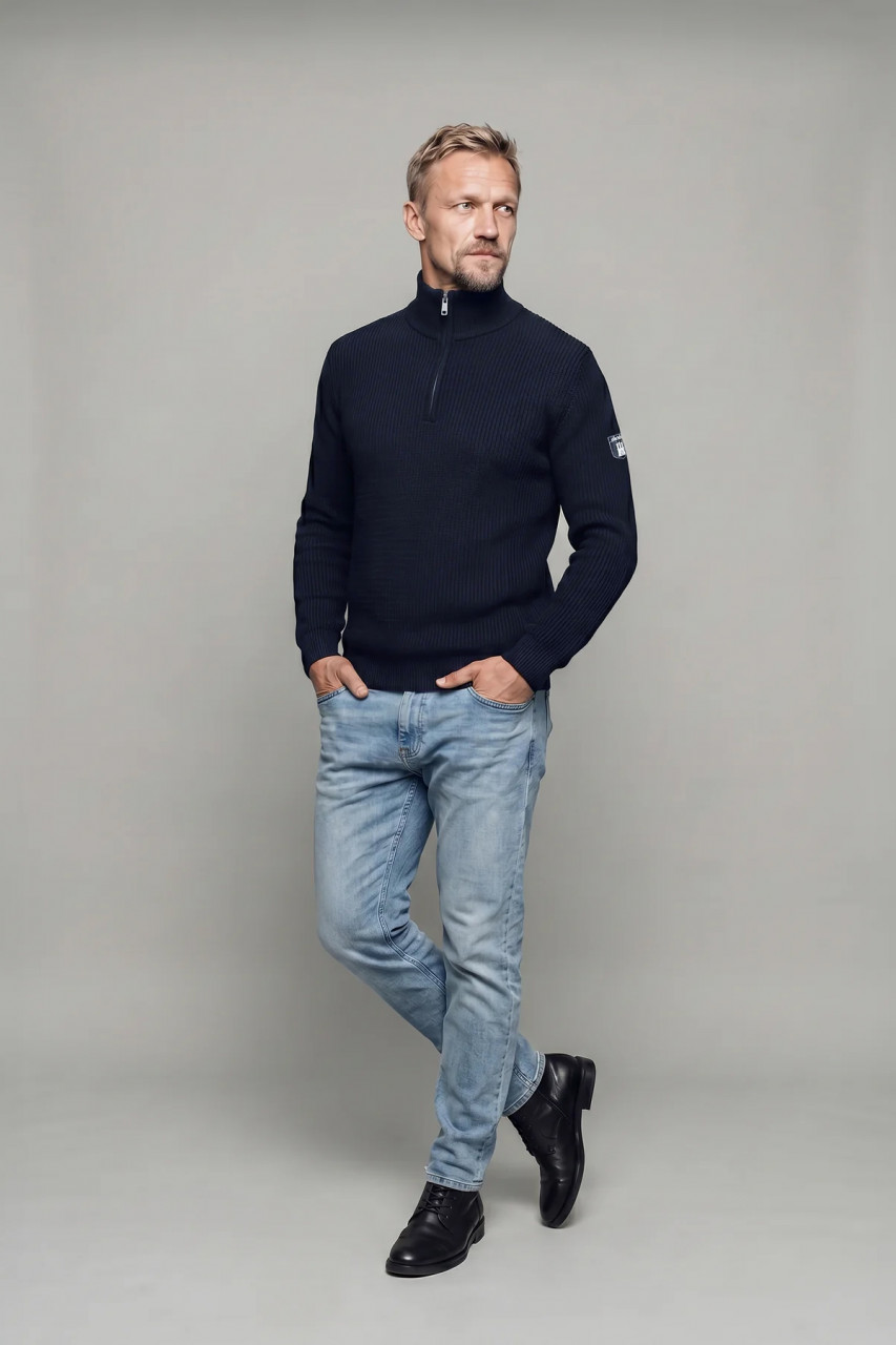 Derbe Troyer Matrosenplünn Herren Dunkelblau Strickpullover GOTS Organic