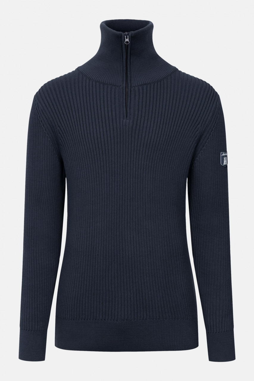 Derbe Matrosenplünn Troyer Herren Pullover Rippstrick Navy Dunkelblau GOTS Organic