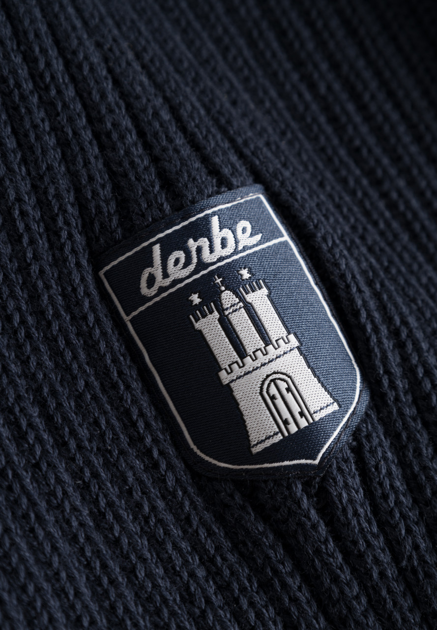 Derbe Matrosenplünn Troyer Herren Pullover Rippstrick Navy Dunkelblau GOTS Organic