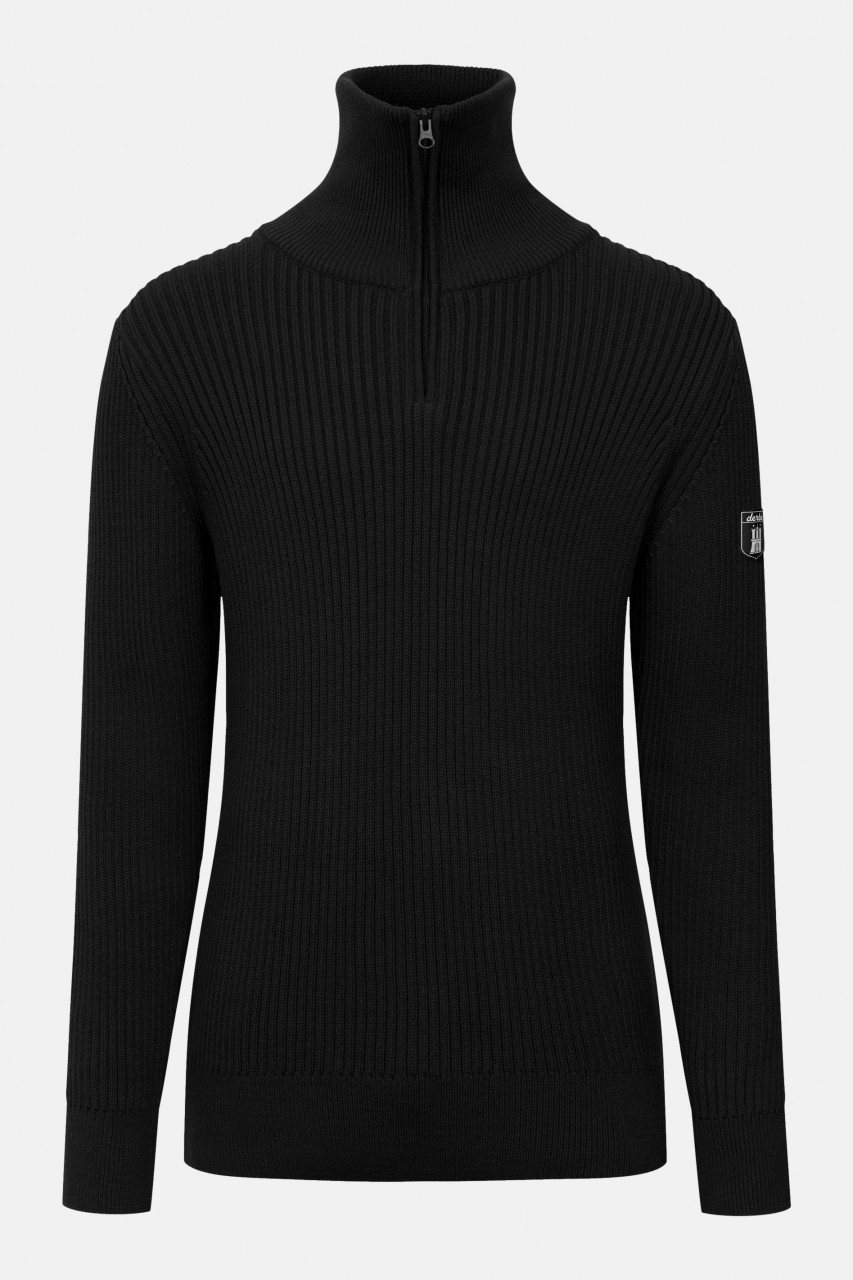 Derbe Matrosenplünn Troyer Herren Pullover Rippstrick Schwarz GOTS Organic