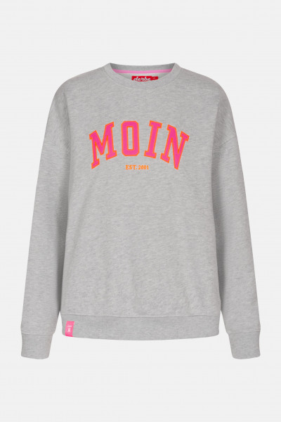 Derbe Moin Crewneck Oversize Damen Pullover Grey Melange Hellgrau Derbe Moin Crewneck Oversize Damen Pullover Grey Melange Hellgrau