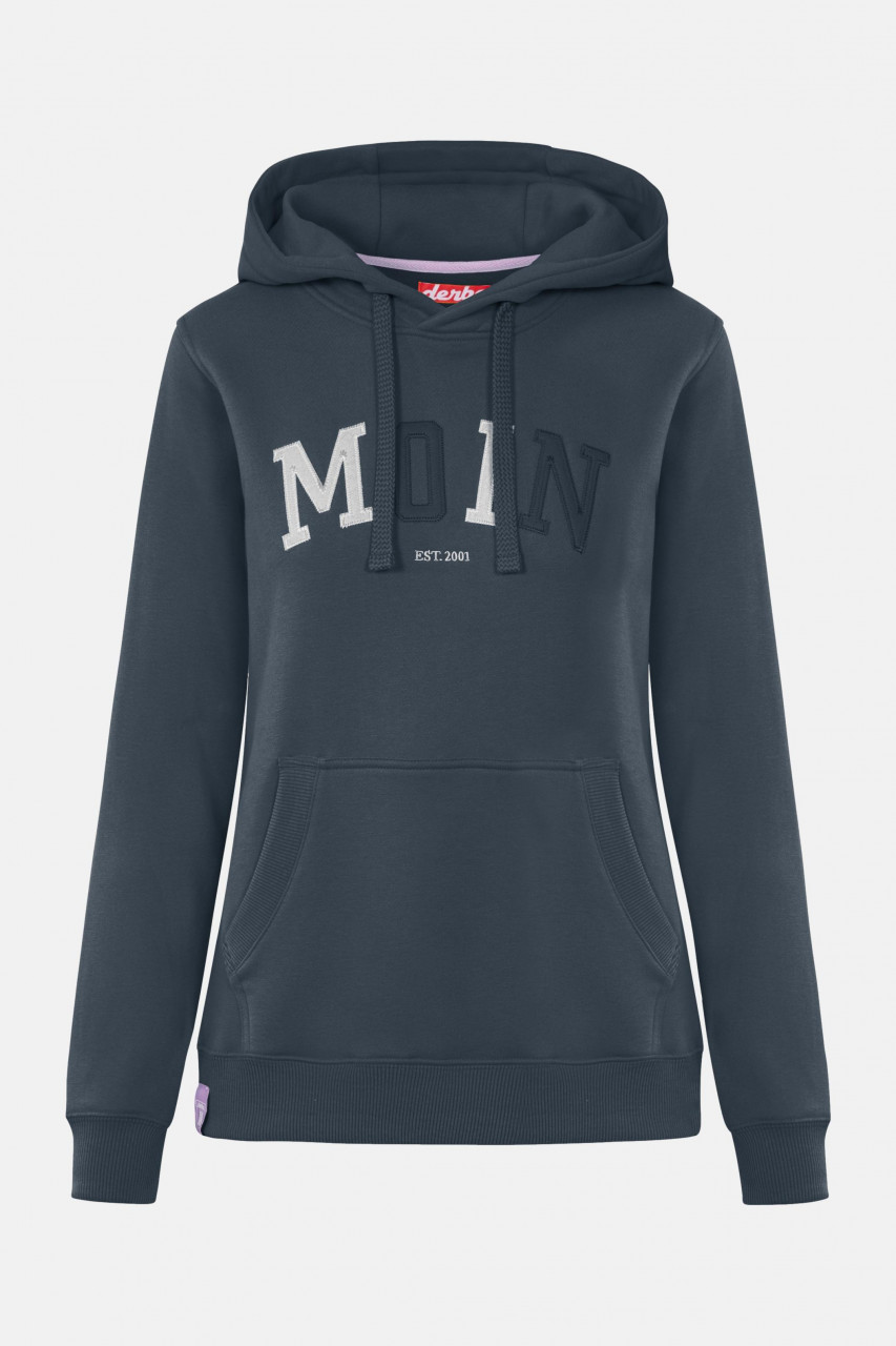 Derbe Moin Damen Hoodie Kapuzenpullover Navy Dunkelblau Zweifarbig