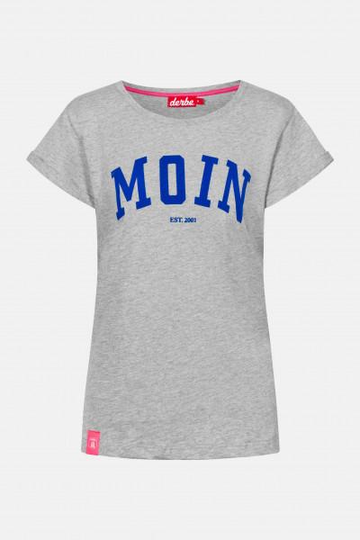 Derbe Moin Damen T-Shirt Grey Melange Grau Derbe Moin Damen T-Shirt Grey Melange Grau