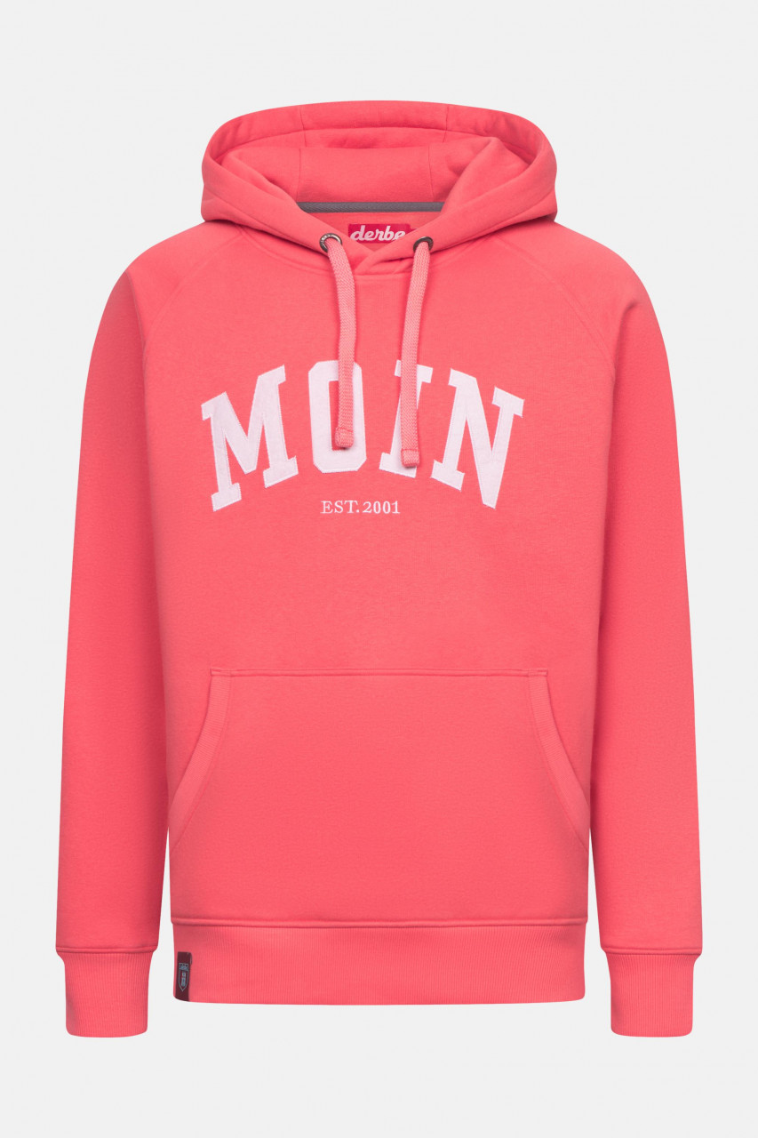 Derbe Hoodie Moin Herren Pink Weiß Kapuzenpullover GOTS