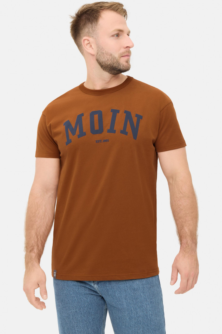 Derbe T-Shirt Moin Herren Braun Blau GOTS Organic