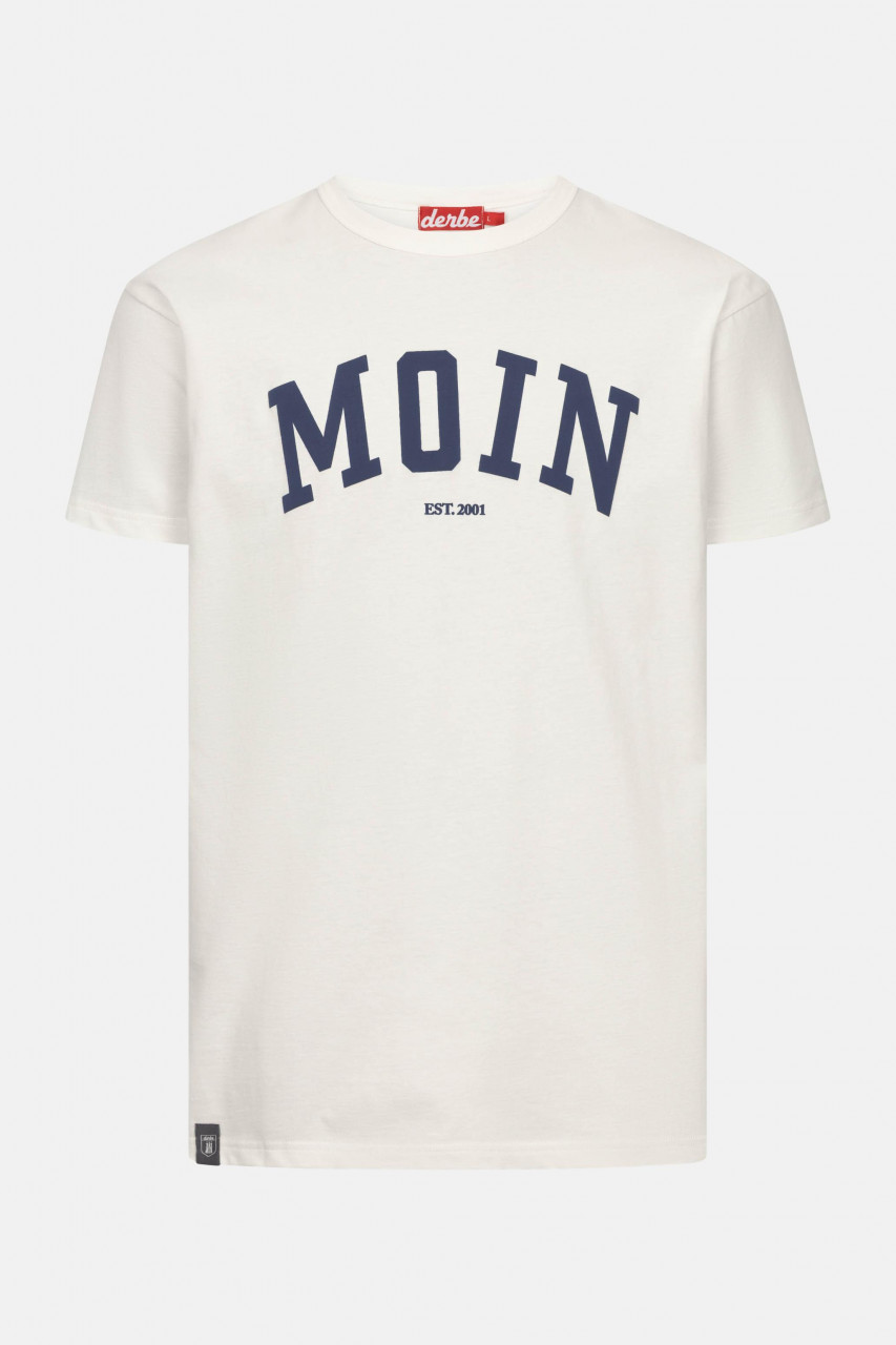 Derbe T-Shirt Moin Herren Weiß Blau GOTS Organic
