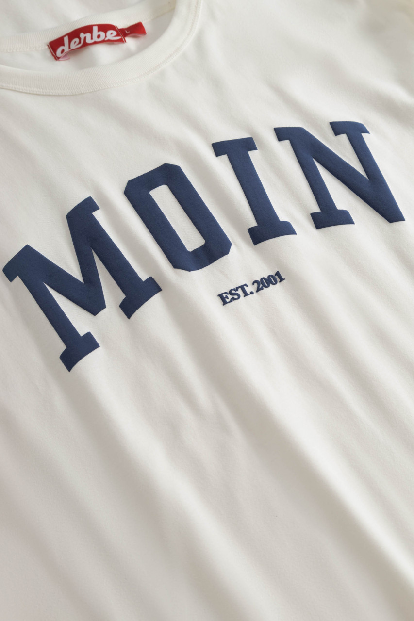 Derbe T-Shirt Moin Herren Weiß Blau GOTS Organic