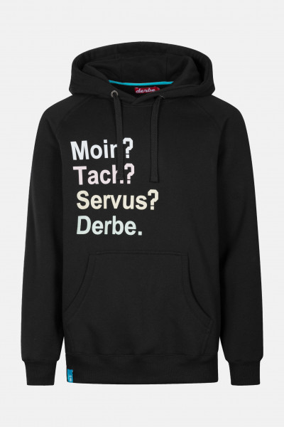 Derbe Moin Tach Servus Herren Hoody Black Schwarz