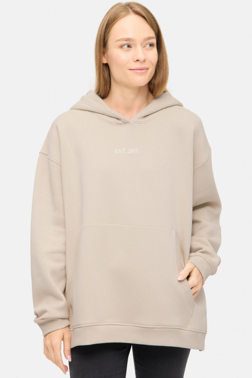 Derbe Hoodie Moin X Damen Beige Kapuzenpullover