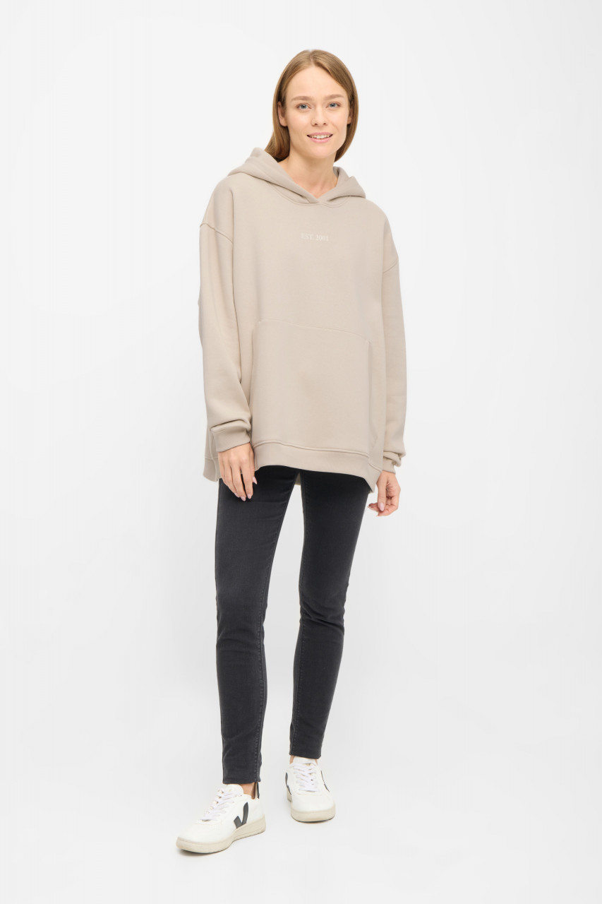 Derbe Hoodie Moin X Damen Beige Kapuzenpullover