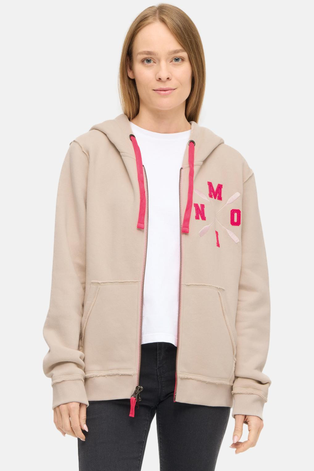 Derbe Sweatjacke Moin X Damen Beige Zip Hoodie GOTS