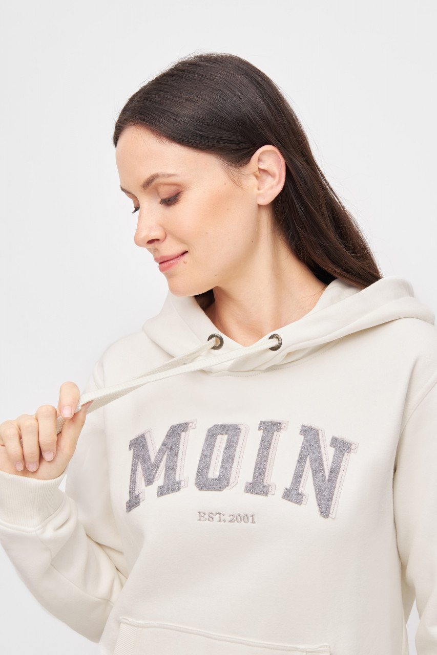 Derbe Hoodie Moinmoin Damen Weiß Kapuzenpullover