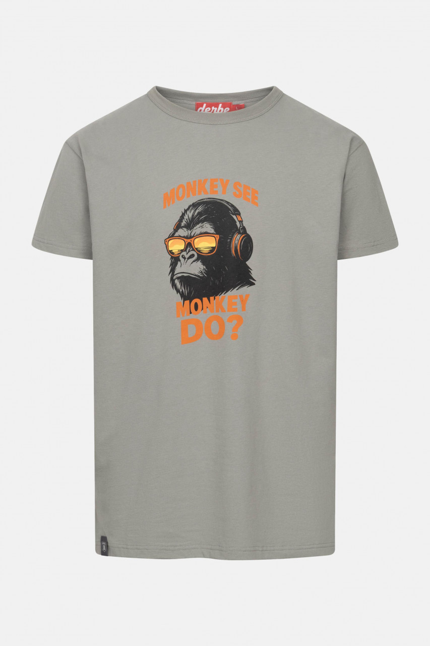 Derbe T-Shirt Monkey Herren Grau GOTS Organic
