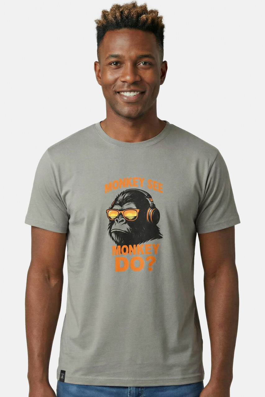 Derbe T-Shirt Monkey Herren Grau GOTS Organic