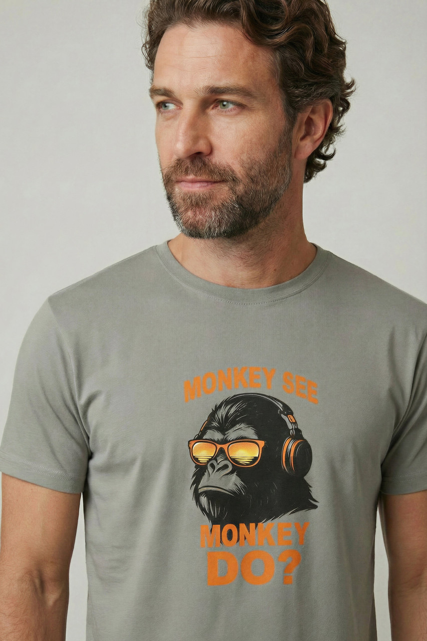 Derbe T-Shirt Monkey Herren Grau GOTS Organic