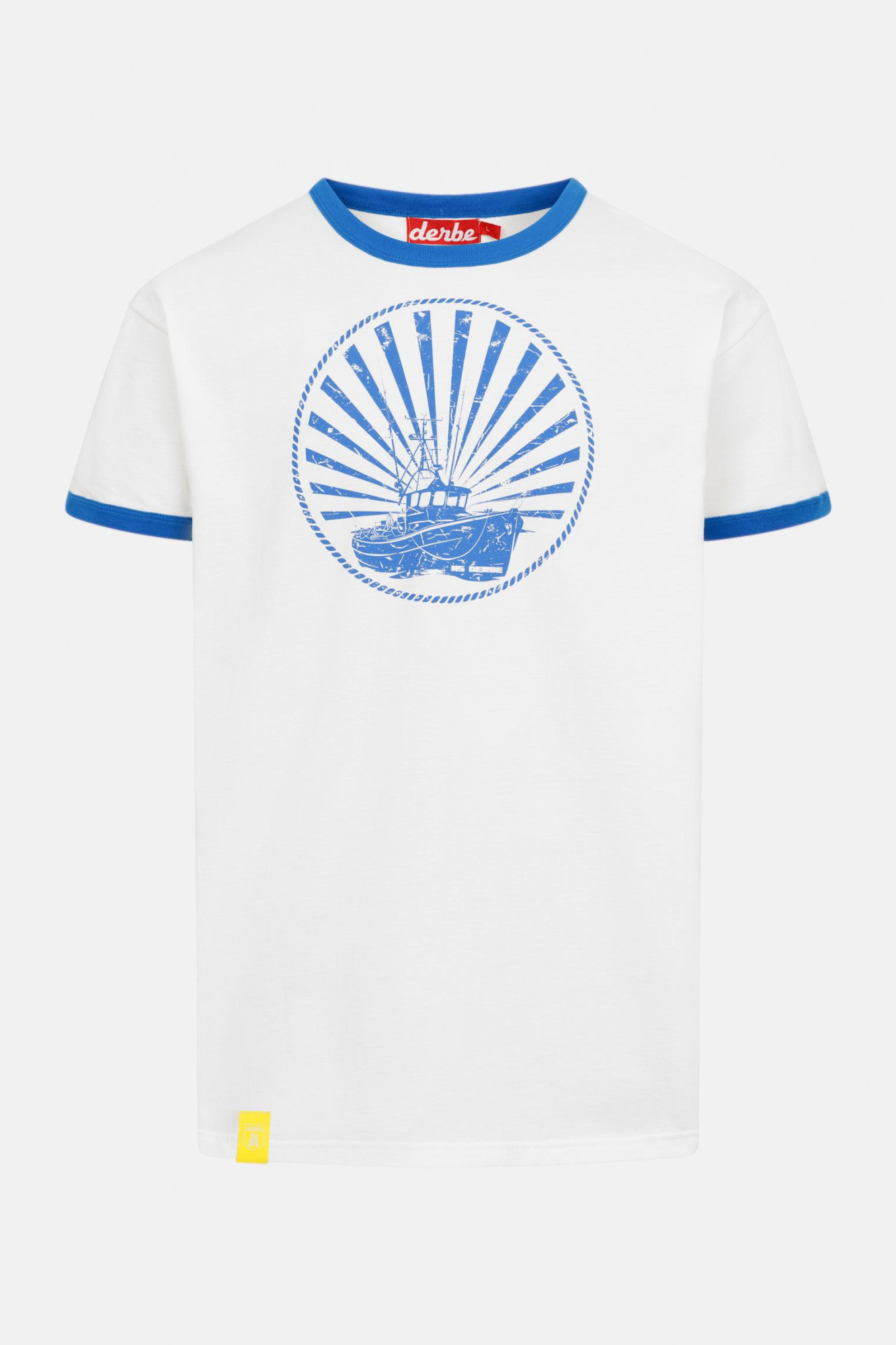 Derbe T-Shirt MS Derbe Herren Weiß Blau Schiff
