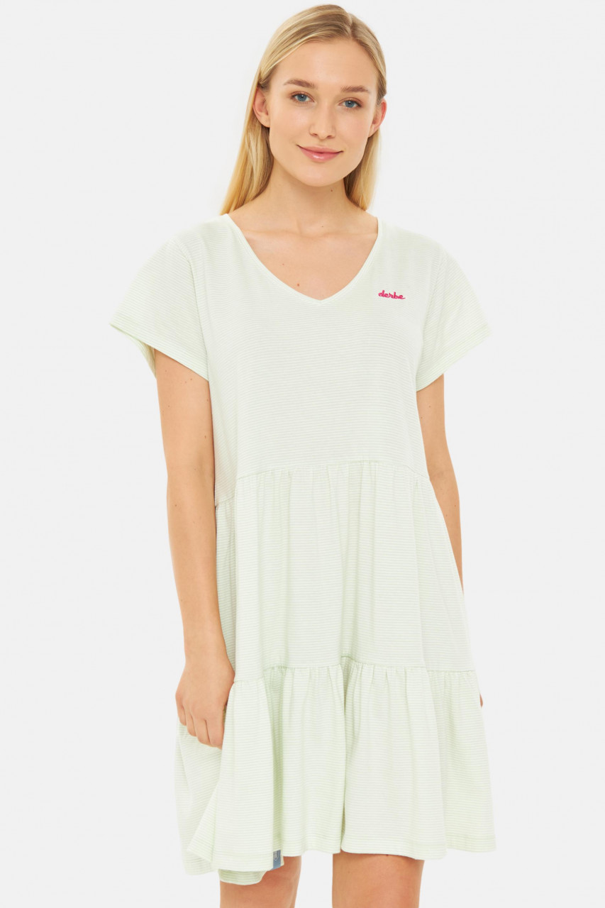 Derbe Kleid Multistriped Damen Weiß Hellgrün