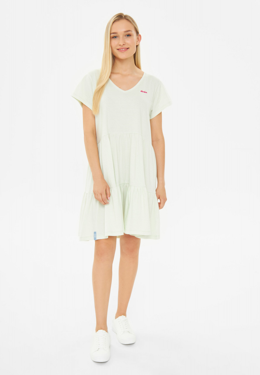 Derbe Kleid Multistriped Damen Weiß Hellgrün