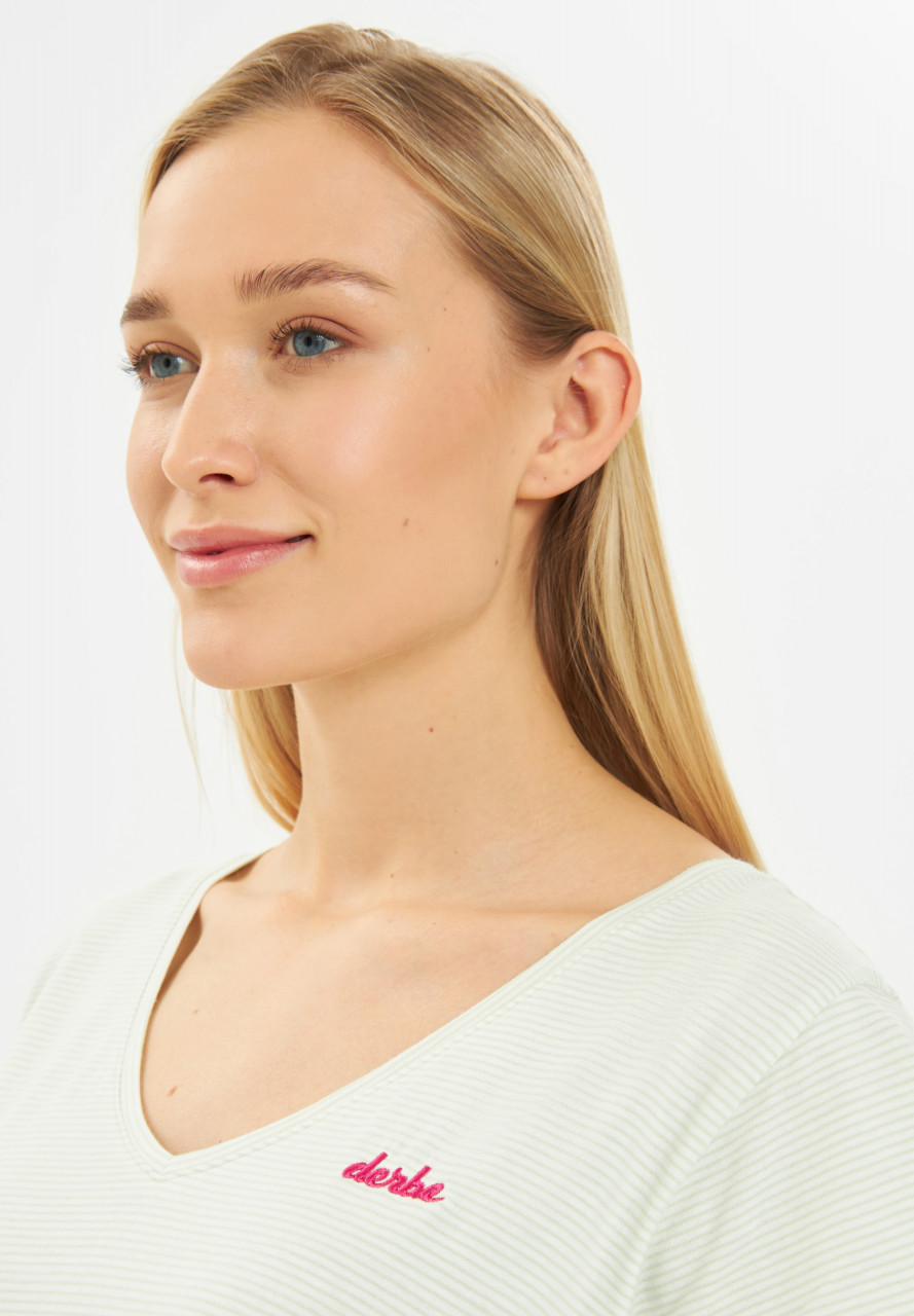 Derbe Kleid Multistriped Damen Weiß Hellgrün