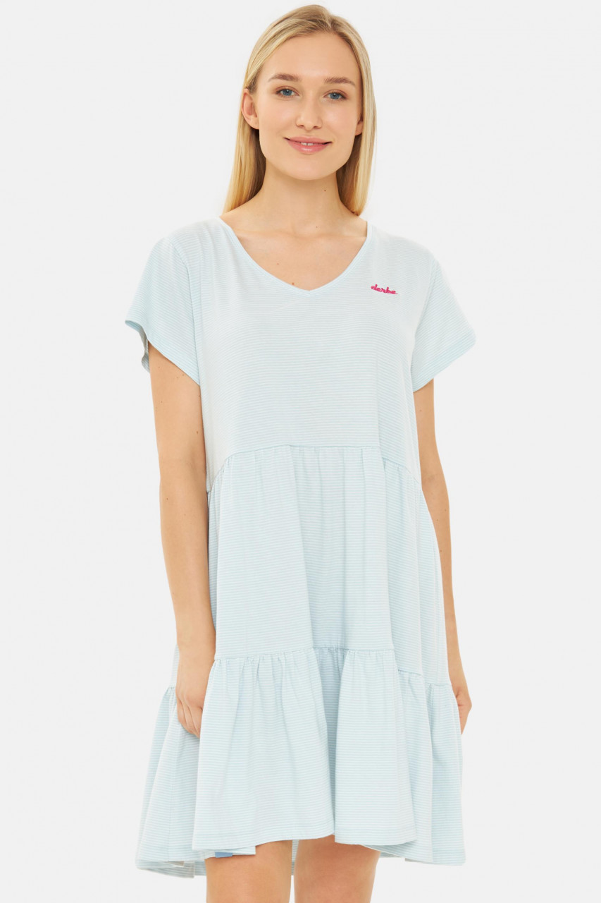 Derbe Kleid Multistriped Damen Hellblau Weiß