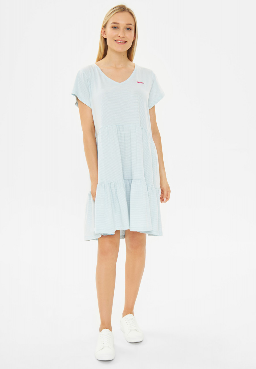 Derbe Kleid Multistriped Damen Hellblau Weiß