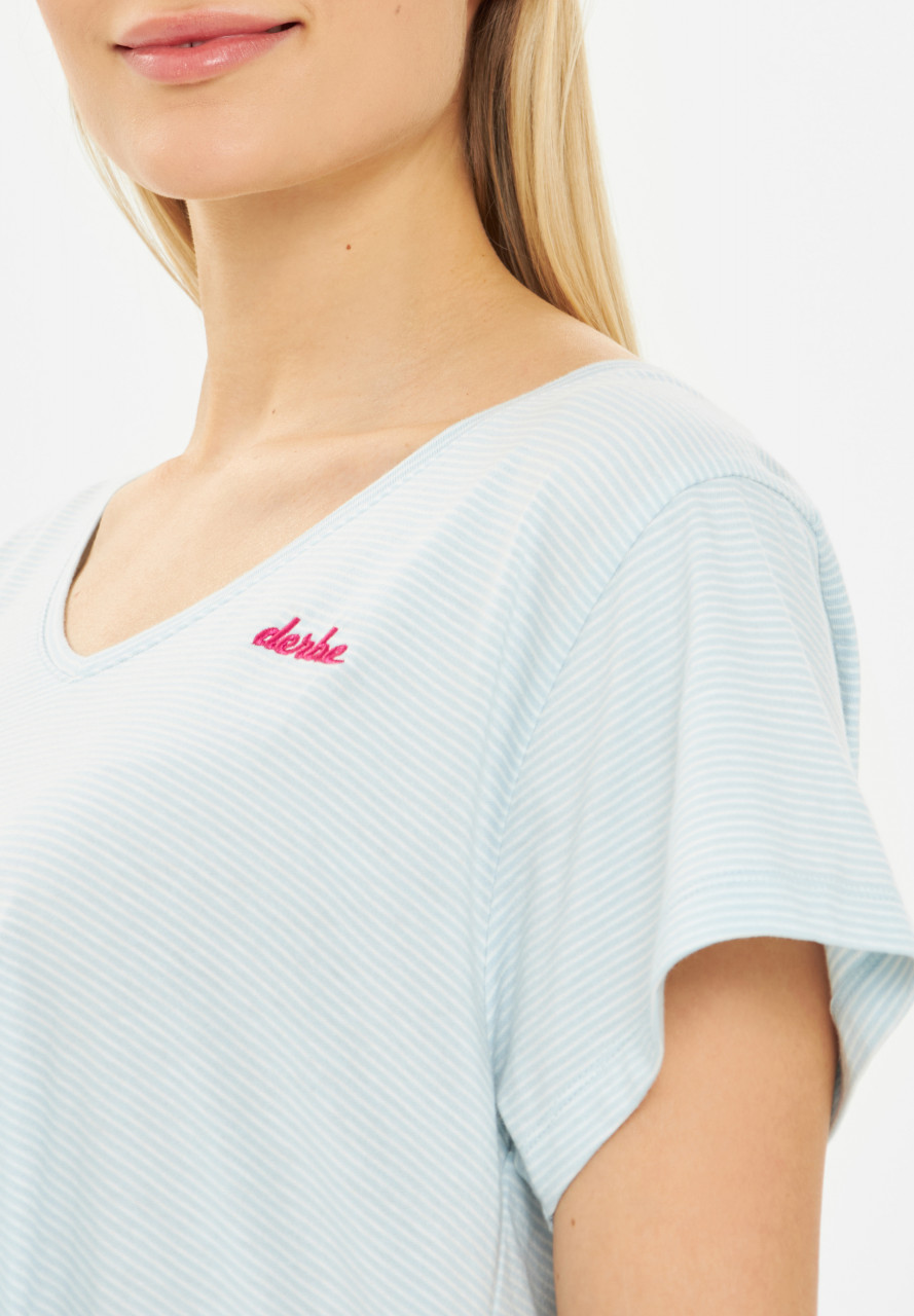 Derbe Kleid Multistriped Damen Hellblau Weiß