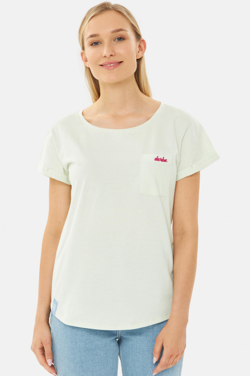 Derbe T-Shirt Multistriped Damen Hellgrün