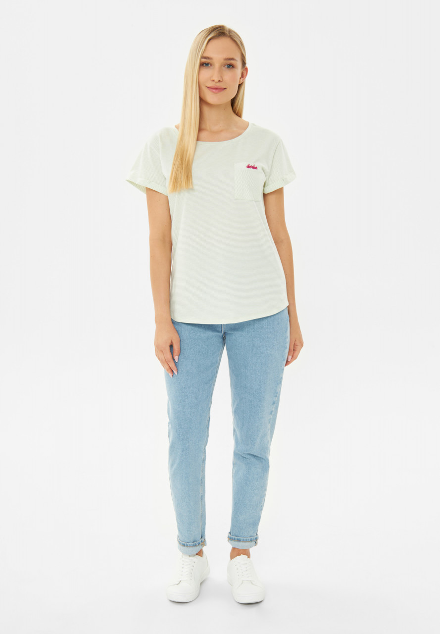 Derbe T-Shirt Multistriped Damen Hellgrün