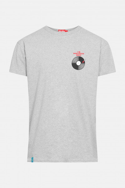 Derbe Northern Soul Herren Shirt Grey Melange Grau Schallplatte