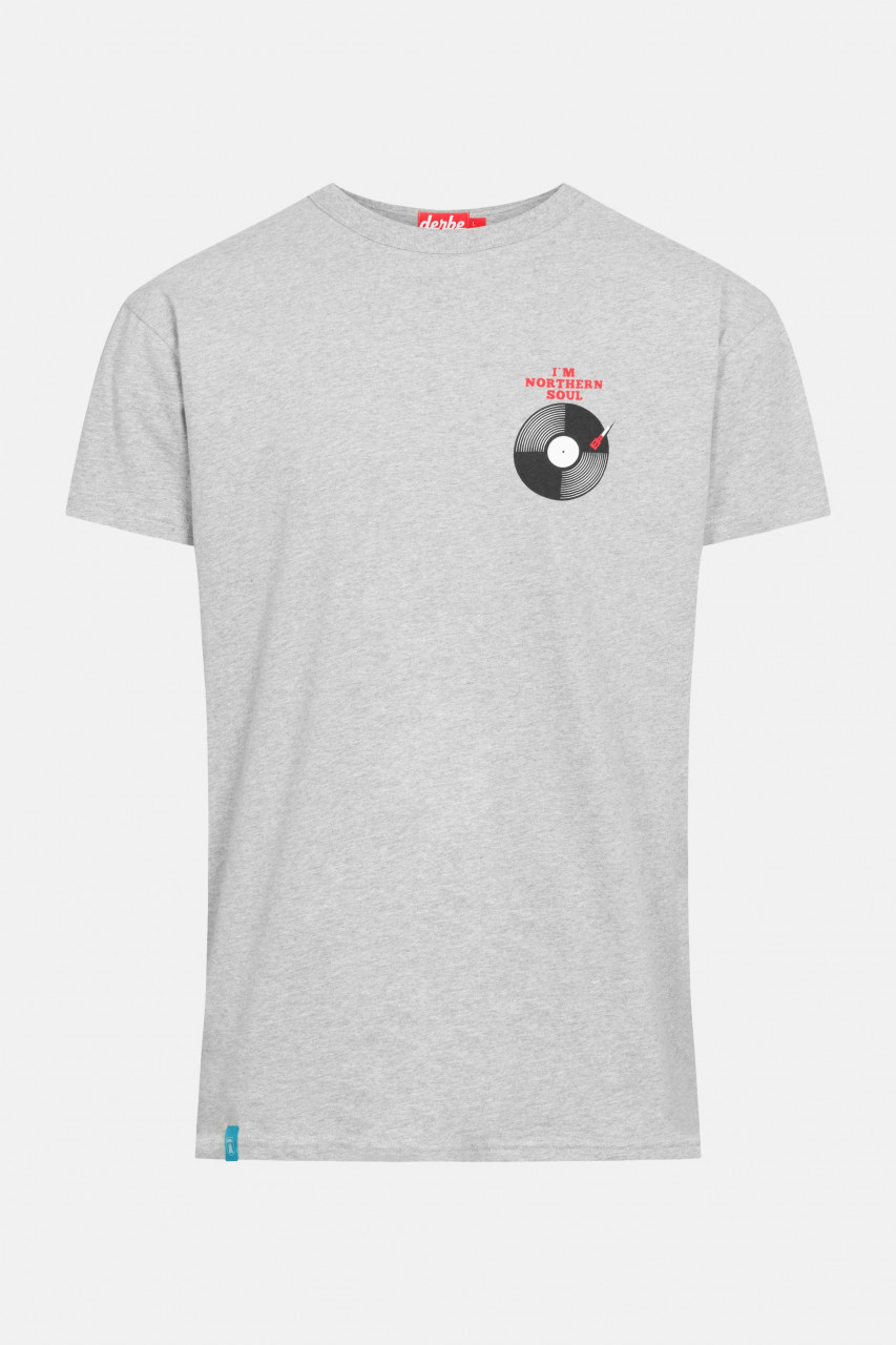 Derbe Northern Soul Herren Shirt Grey Melange Grau Schallplatte