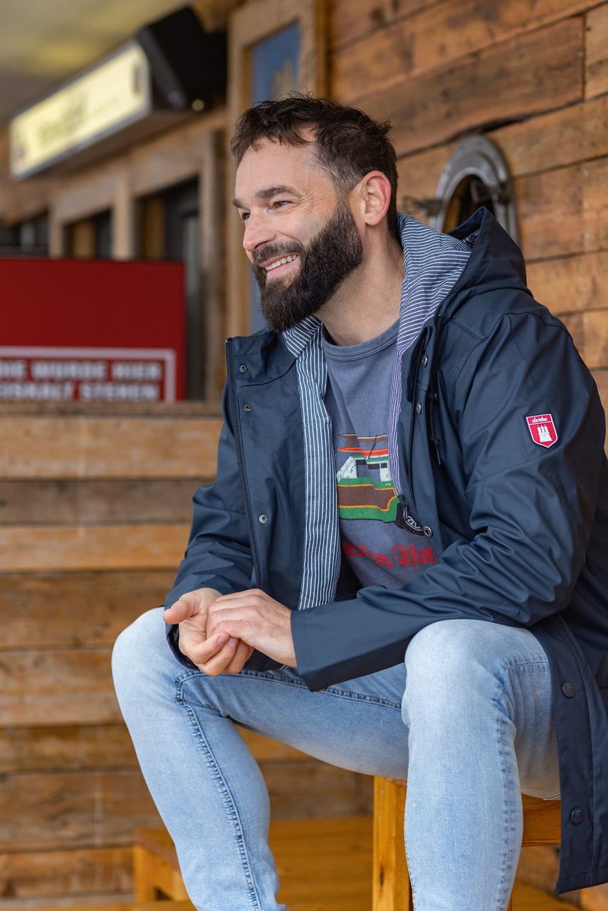 Derbe Passby Fisher Navy Dunkelblau Herren Regenjacke Friesennerz