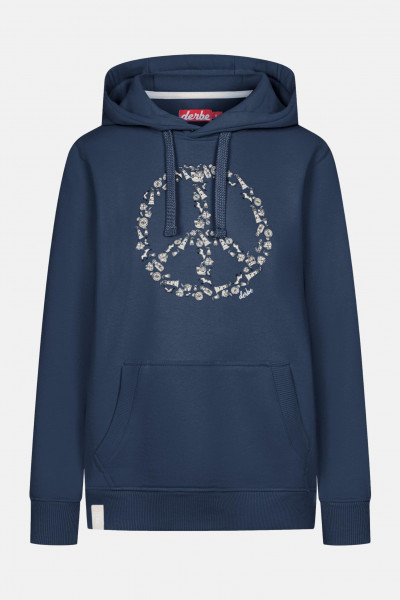 Derbe Peace Damen Hoodie Kapuzenpullover Blau Navy