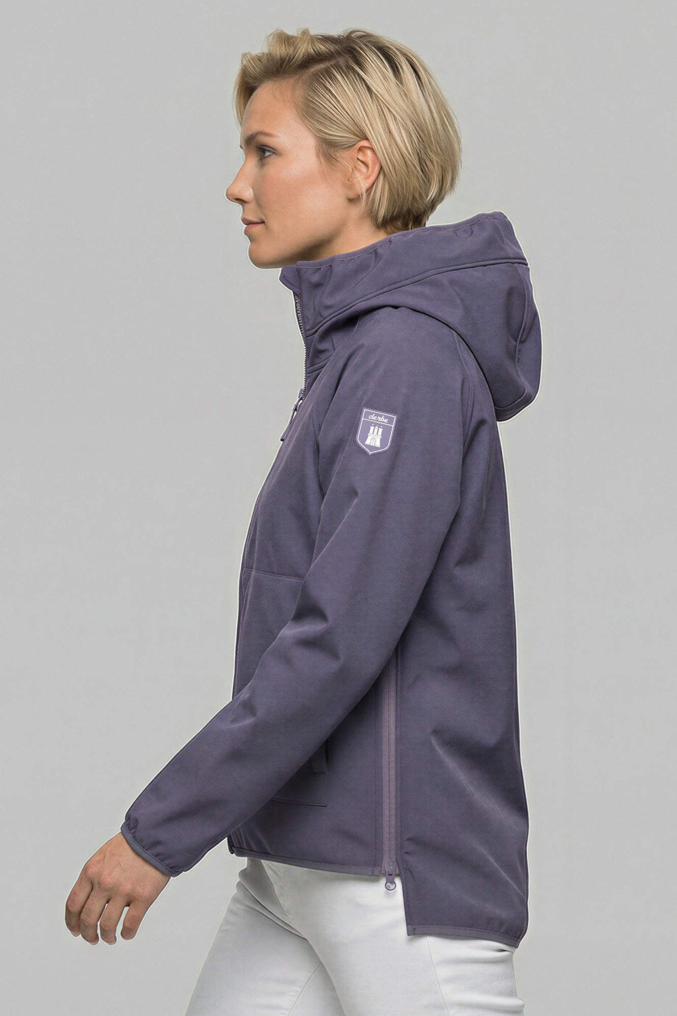 Derbe Softshelljacke Kurz Peutby Damen Lila Grau