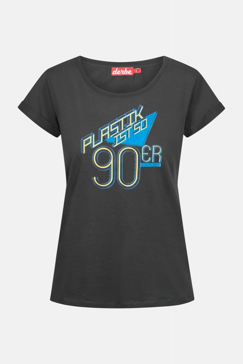 Derbe Plastik ist so 90er Damen Shirt Phantom Schwarz