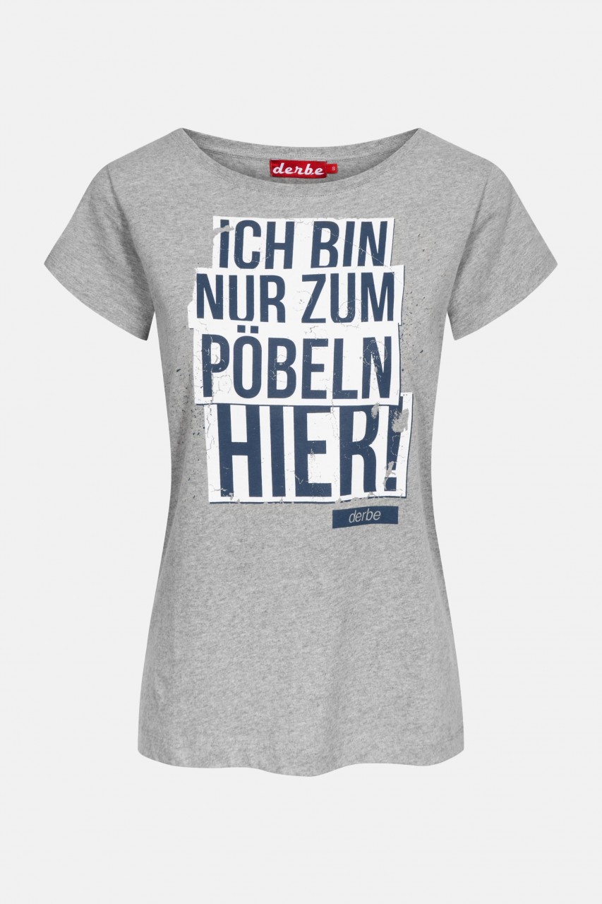 Derbe Pöbeln Damen T-Shirt Grau
