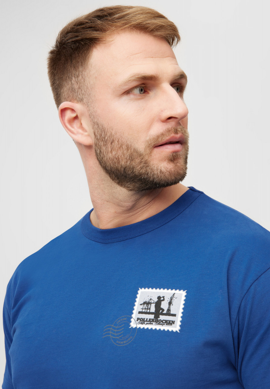 Derbe T-Shirt Pollerhocken Post Herren Blau GOTS Organic