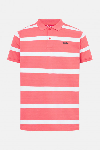 Derbe Polo Shirt Polo Blockstriped Herren Pink GOTS Organic