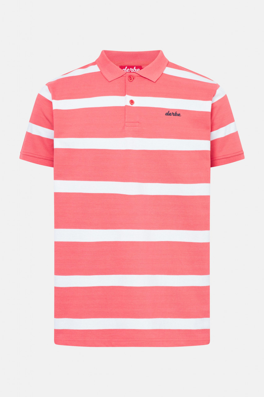 Derbe Polo Shirt Polo Blockstriped Herren Pink GOTS Organic