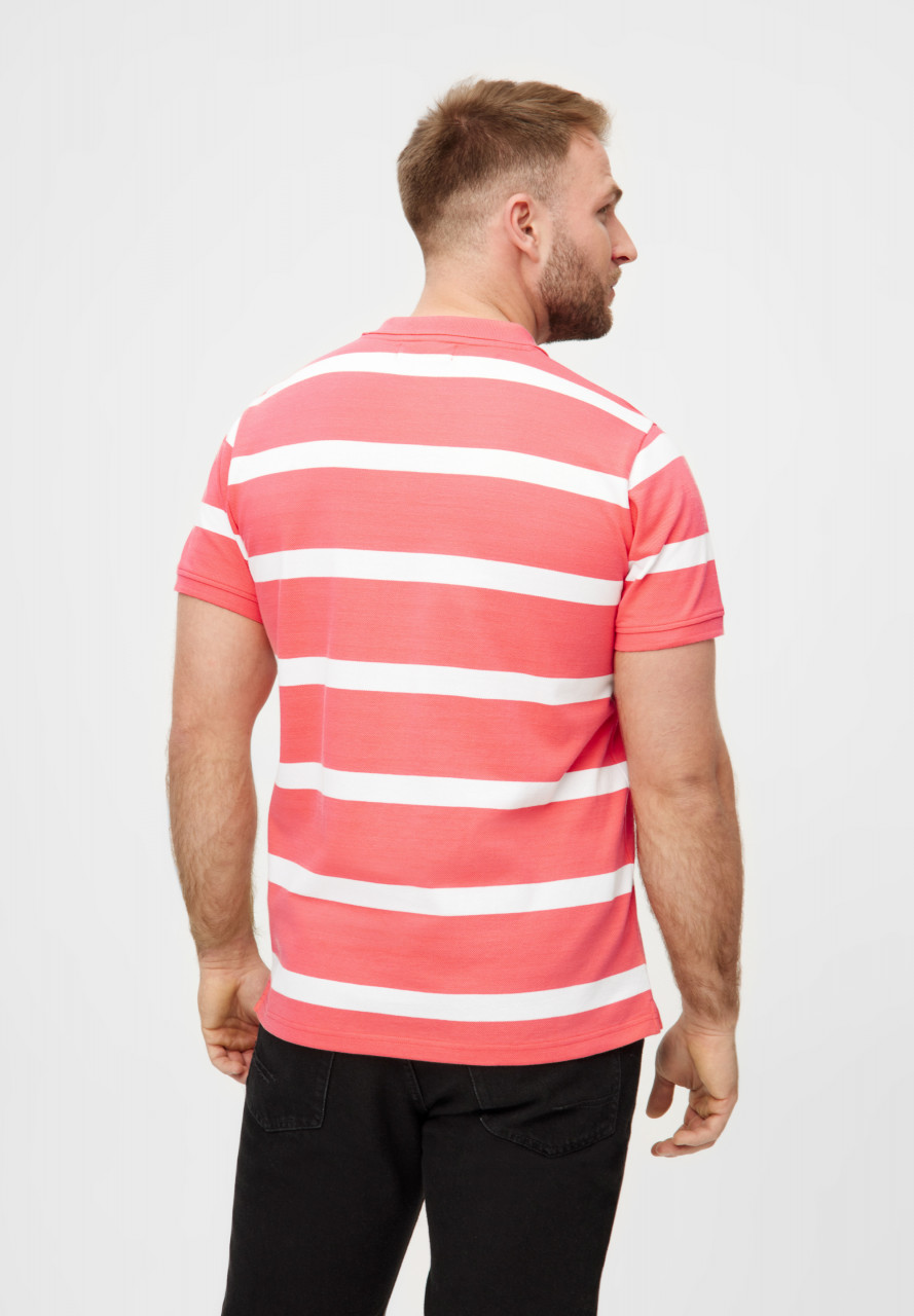 Derbe Polo Shirt Polo Blockstriped Herren Pink GOTS Organic