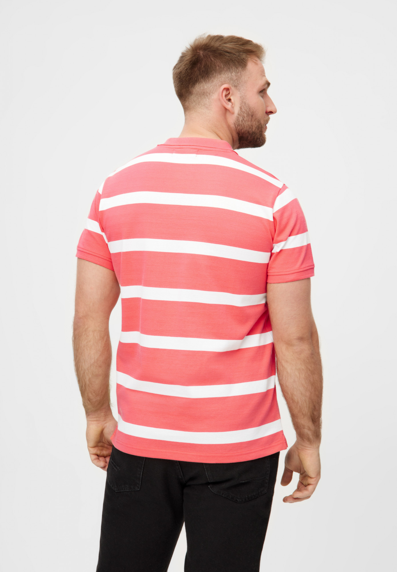 Derbe Polo Shirt Polo Blockstriped Herren Pink GOTS Organic
