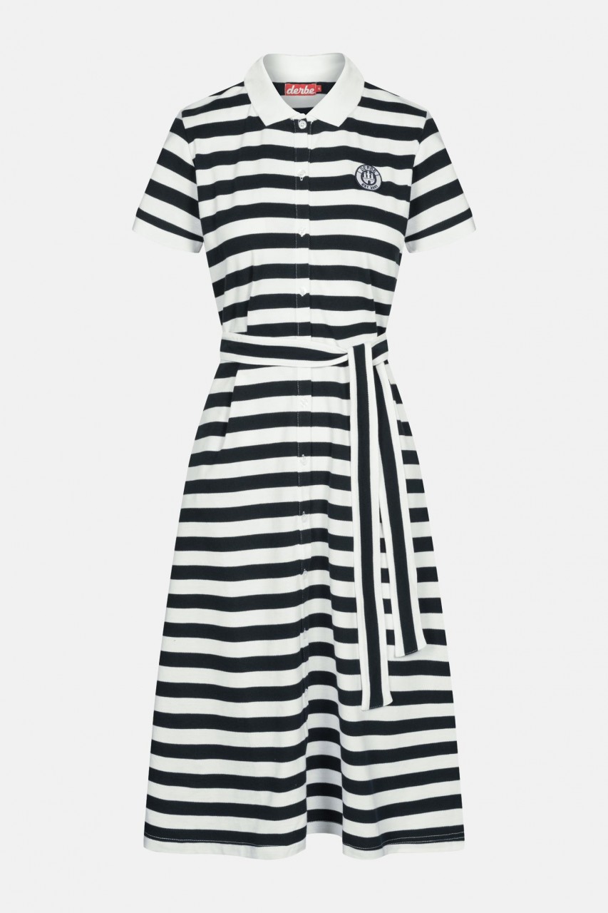 Derbe Polo Dress Damen Kleid Streifen Navy Blau Weiß