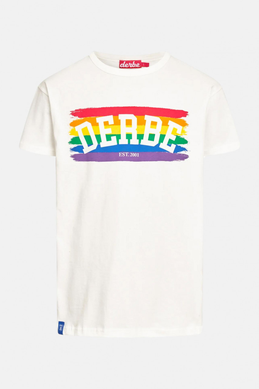 Derbe Pride T-Shirt Weiß Regenbogenflagge