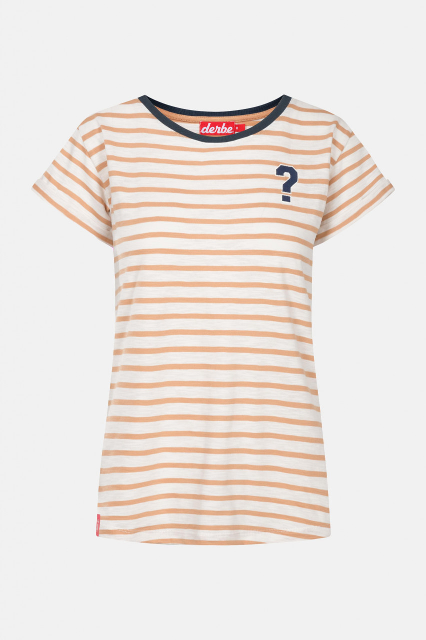 Derbe Question Mark Fragezeichen Damen T-Shirt Doe Ocker Gestreift