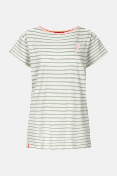 Derbe Question Mark Fragezeichen Damen T-Shirt Slit Green Grün Streifen