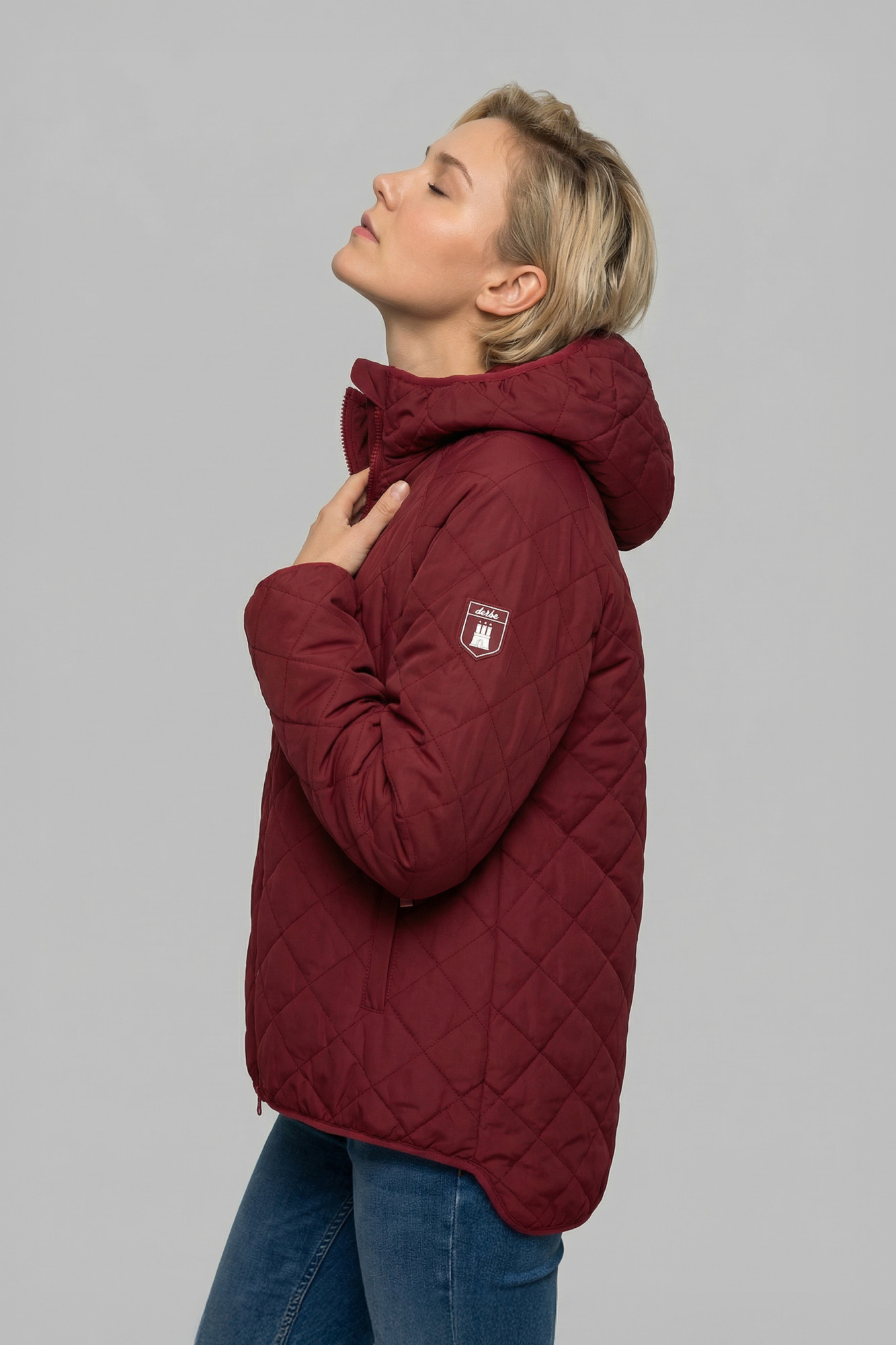 Derbe Übergangsjacke Quiltby Short Damen Rot Bordeaux Steppjacke