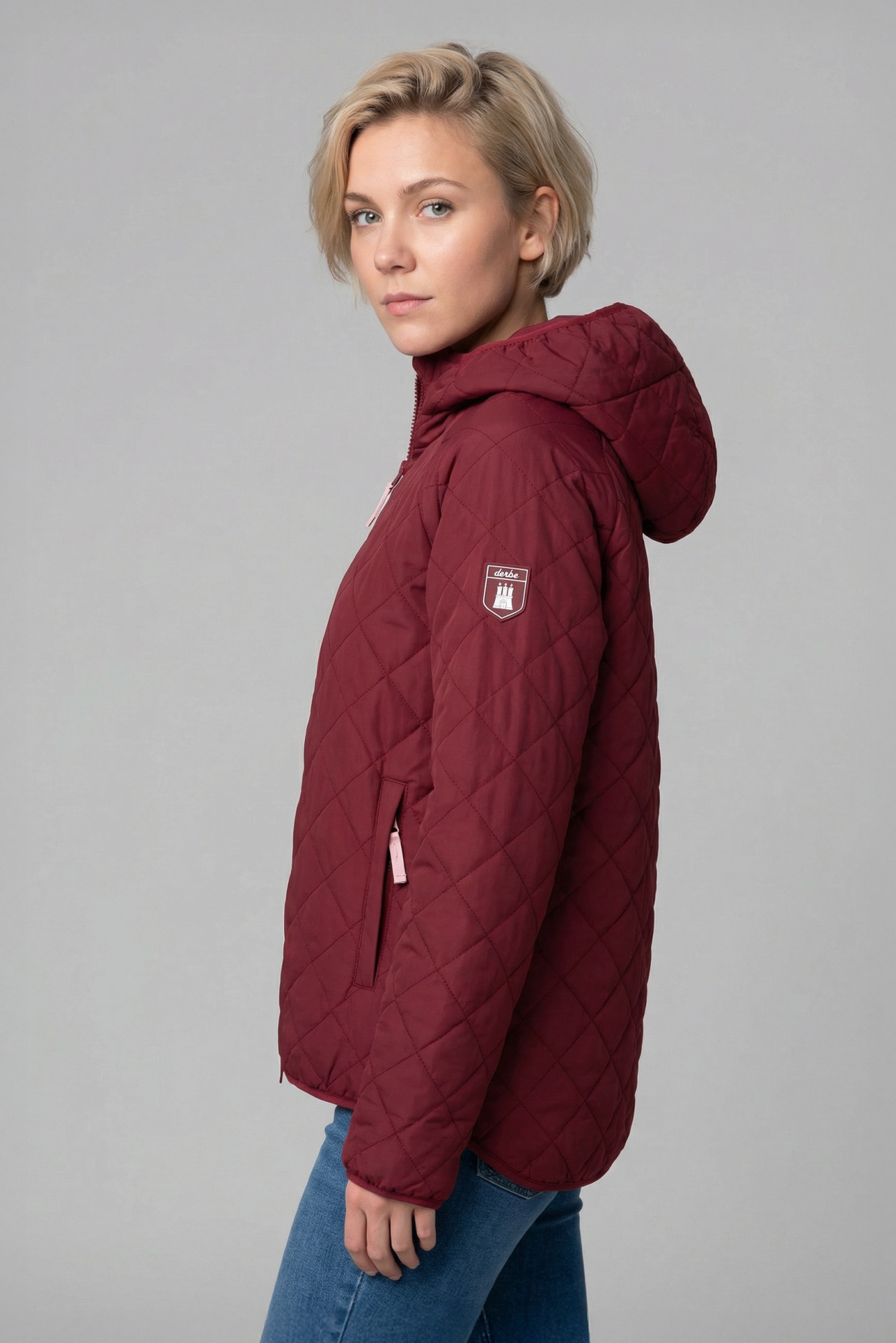 Derbe Übergangsjacke Quiltby Short Damen Rot Bordeaux Steppjacke
