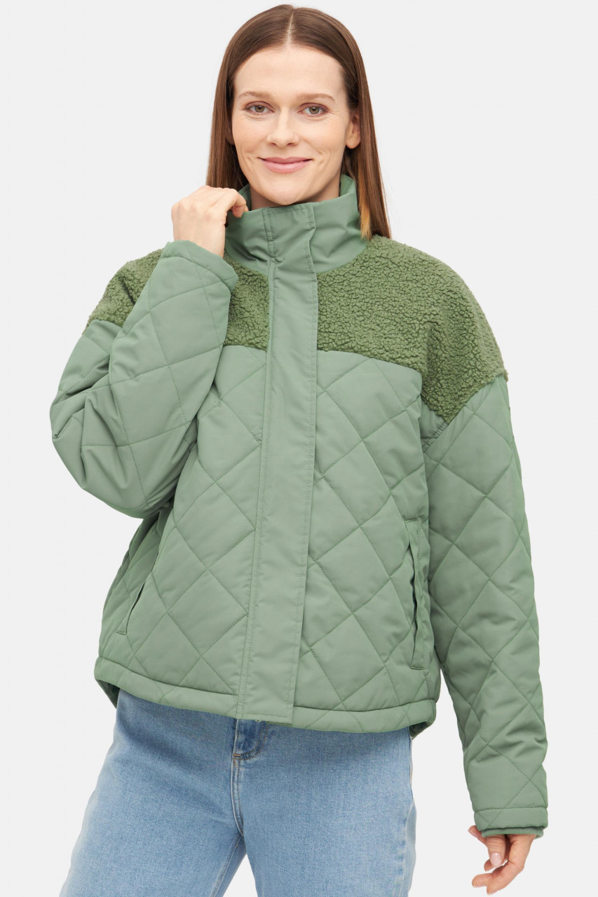 Derbe Steppjacke Quiltholm Damen Grün Gefüttert