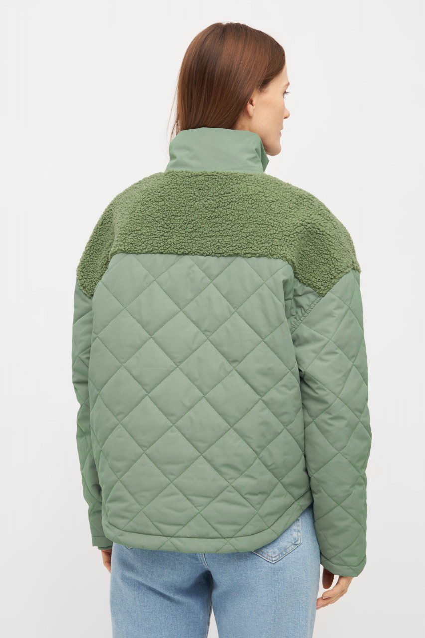 Derbe Steppjacke Quiltholm Damen Grün Gefüttert