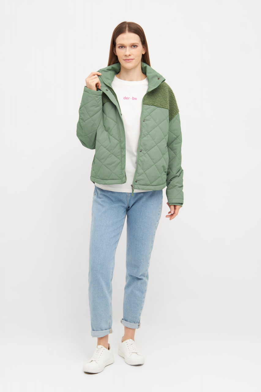 Derbe Steppjacke Quiltholm Damen Grün Gefüttert